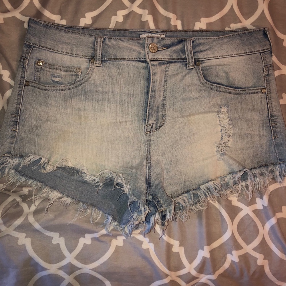 Light Wash Distressed Shorts